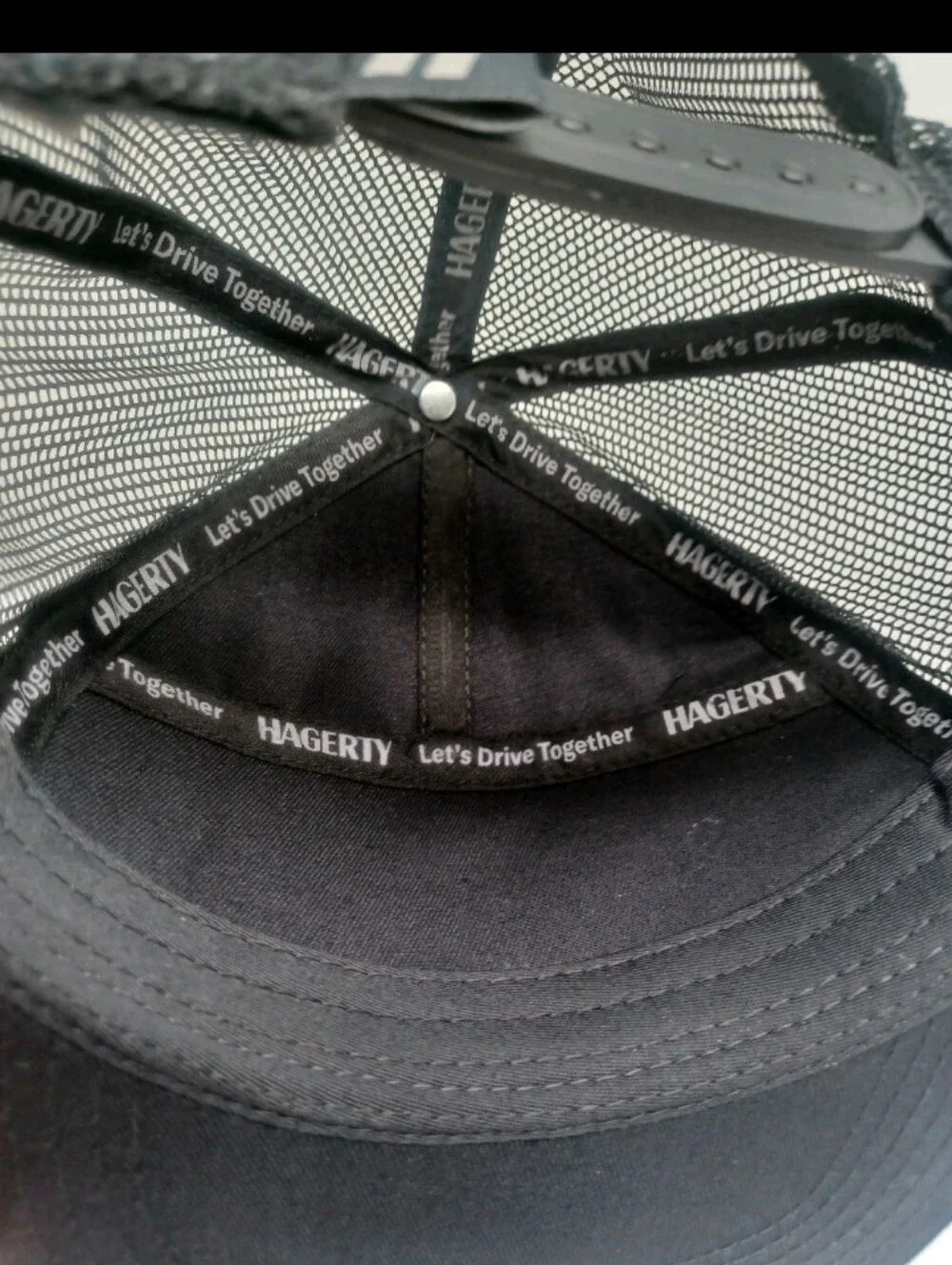 Hagerty Black Shift Happens Automotive Hat Cap Mens Snapback Mesh Panel Trucker